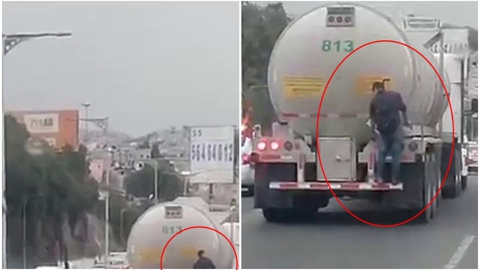 Pipa le da un 'aventón' a un hombre en la autopista México-Tuxpan