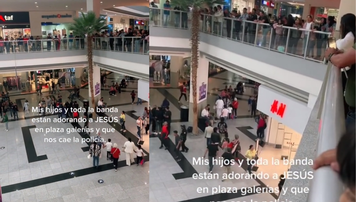 Cristianos cantan alabanzas en plena Plaza Galerías Pachuca y les cae la policía: VIDEO