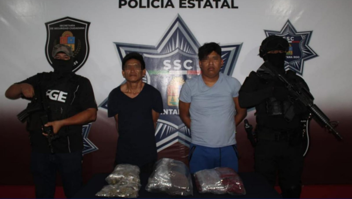 Caen dos presuntos narcomenudistas con 100 dosis de marihuana en Cancún