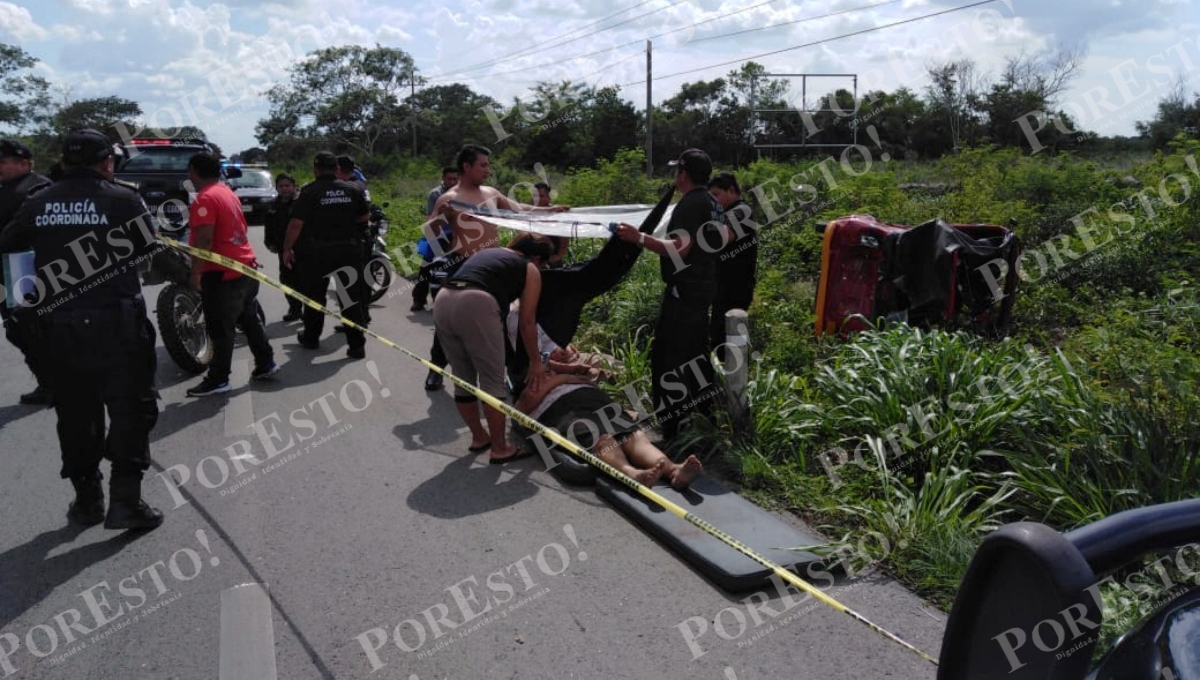 Trailero atropella a un mototaxi en la vía Buctzotz-Temax; hay tres heridos