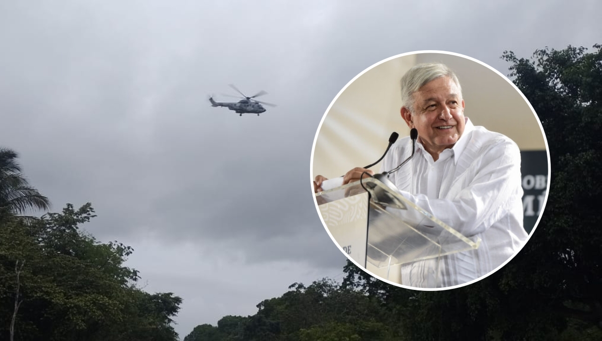 AMLO realizó el recorrido del Tren Maya a bordo de un helicóptero