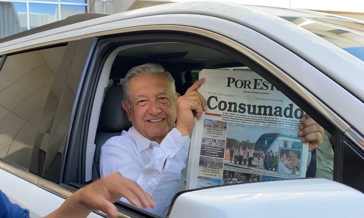 El Presidente López Obrador reafirmó su entusiasmo por el avance de las obras del Tren Maya