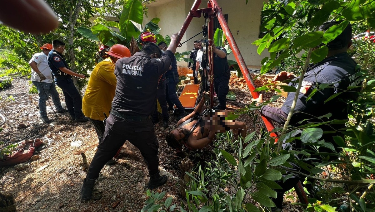 Rescatan a 'Bob Marley' tras caer a un pozo de 6 metros en Oxkuztcab