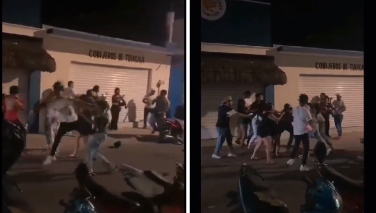 Arman batalla campal afuera de un bar del Centro de Cozumel: VIDEO