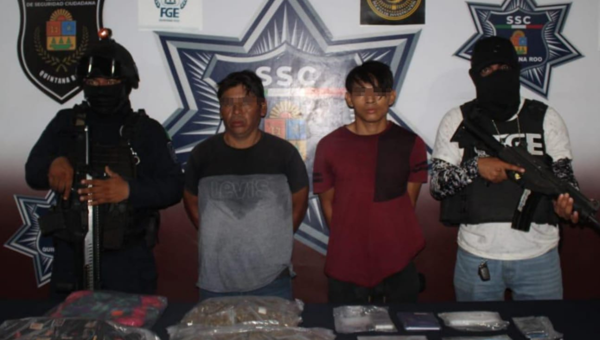 Atrapan a dos hombres con 158 dosis de drogas la Región 228 de Cancún