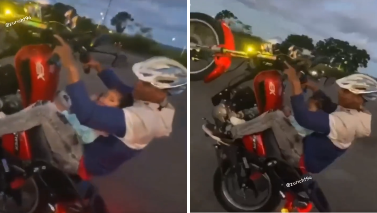 Tunden en redes a motociclista por hacer 'caballitos' con una bebé a bordo en Venezuela: VIDEO