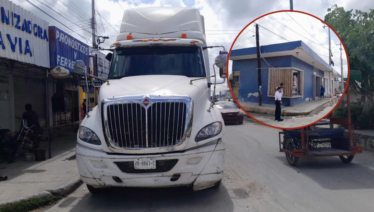 Trailero yucateco destruye tienda de ropa en Escárcega