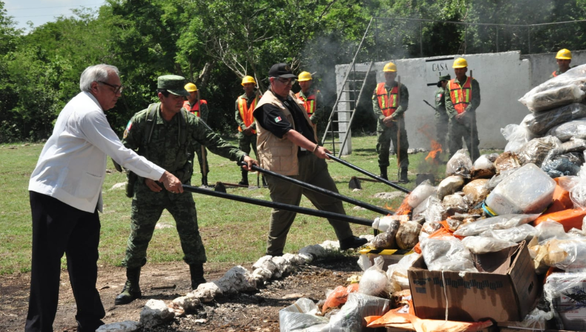 FGE Yucatán y SSP incineran más de 170 kilos de droga en el Sur de Mérida