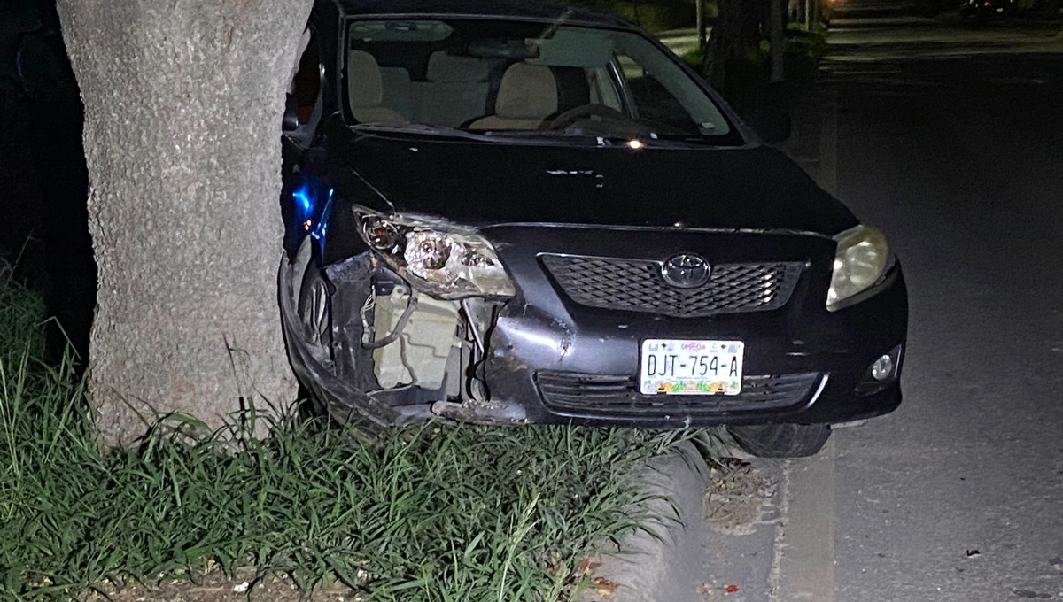 Serpiente cae en el parabrisas de un auto y causa aparatoso accidente en Campeche