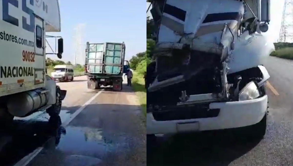 Camión se queda sin frenos y choca contra un tráiler en la vía Isla Aguada-Sabancuy