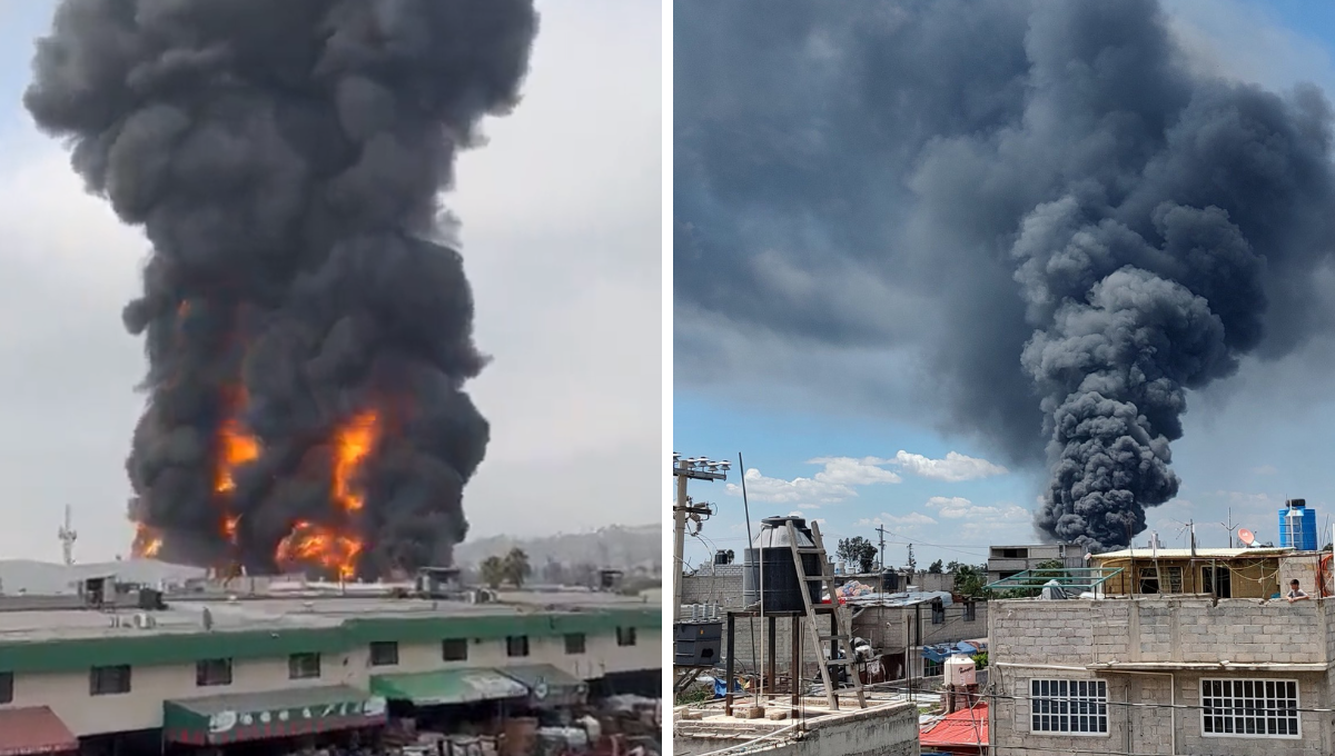 Fuego consume una fábrica de químicos en Chicoloapan, Estado de México: VIDEO