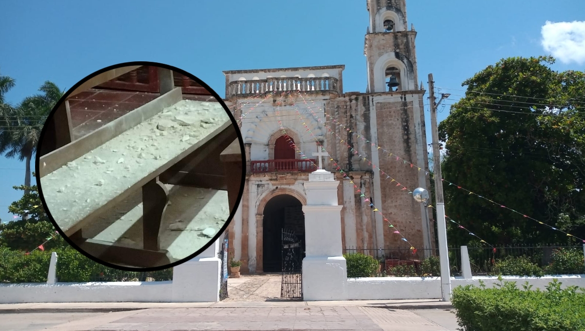 Cae parte del techo de la iglesia de Calkiní durante un novenario