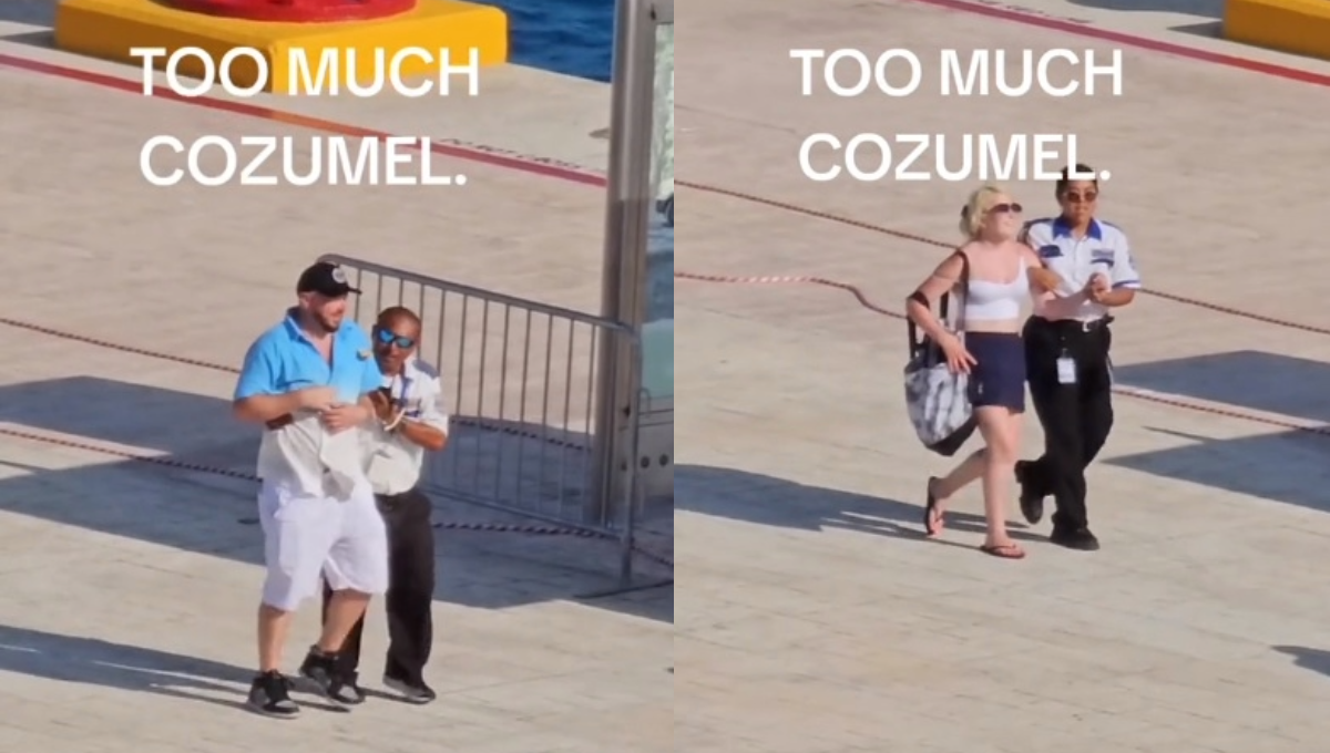 ¡Se acabó la fiesta! Turistas se emborrachan en Cozumel y son escoltados a su crucero: VIDEO