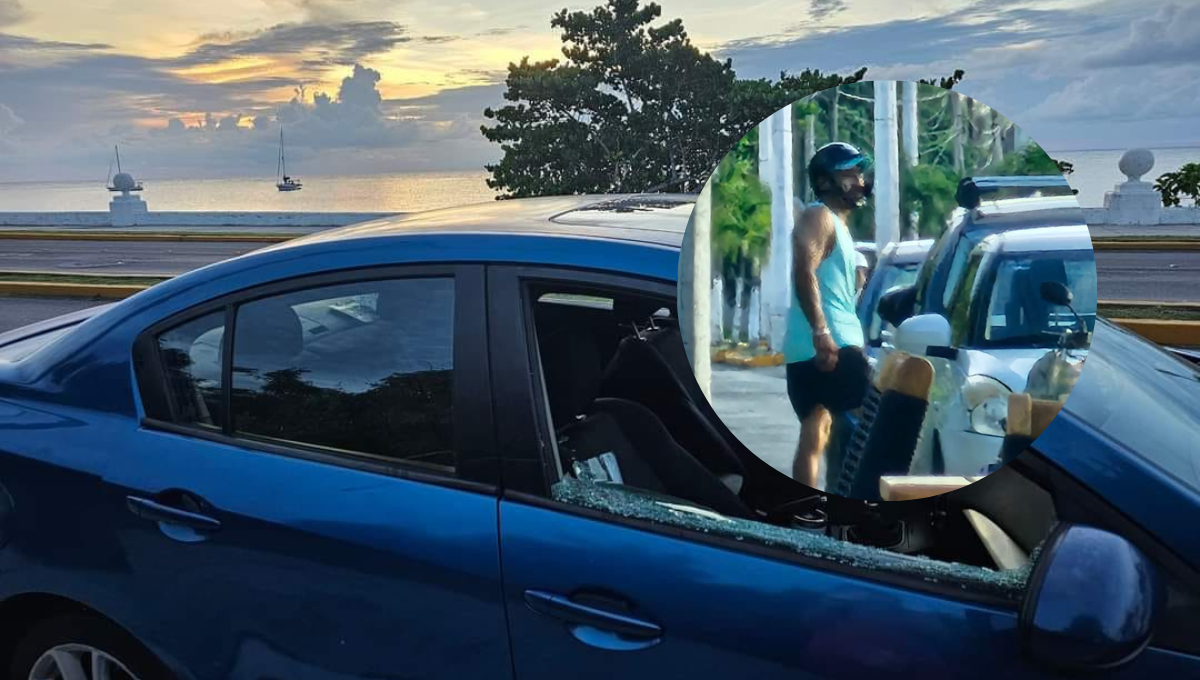 Exhiben a ladrón tras dar "cristalazos" a dos autos en Cozumel