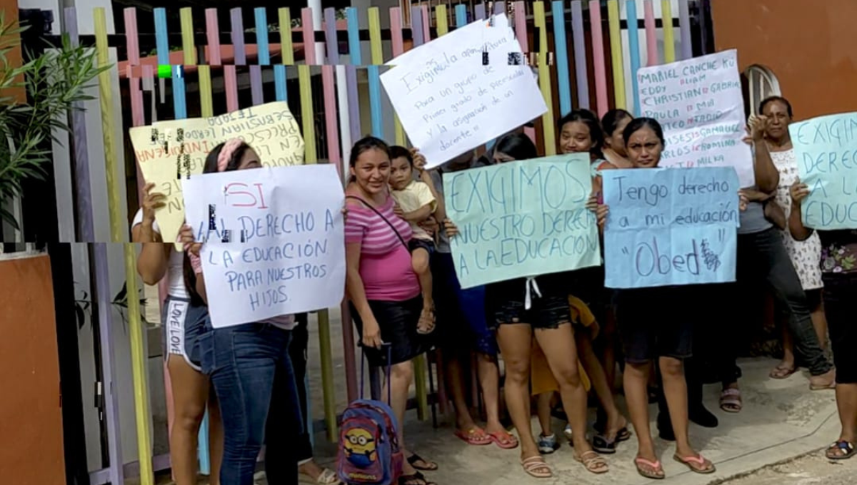 Madres cierran un kínder en José María Morelos; exigen espacio para 22 niños