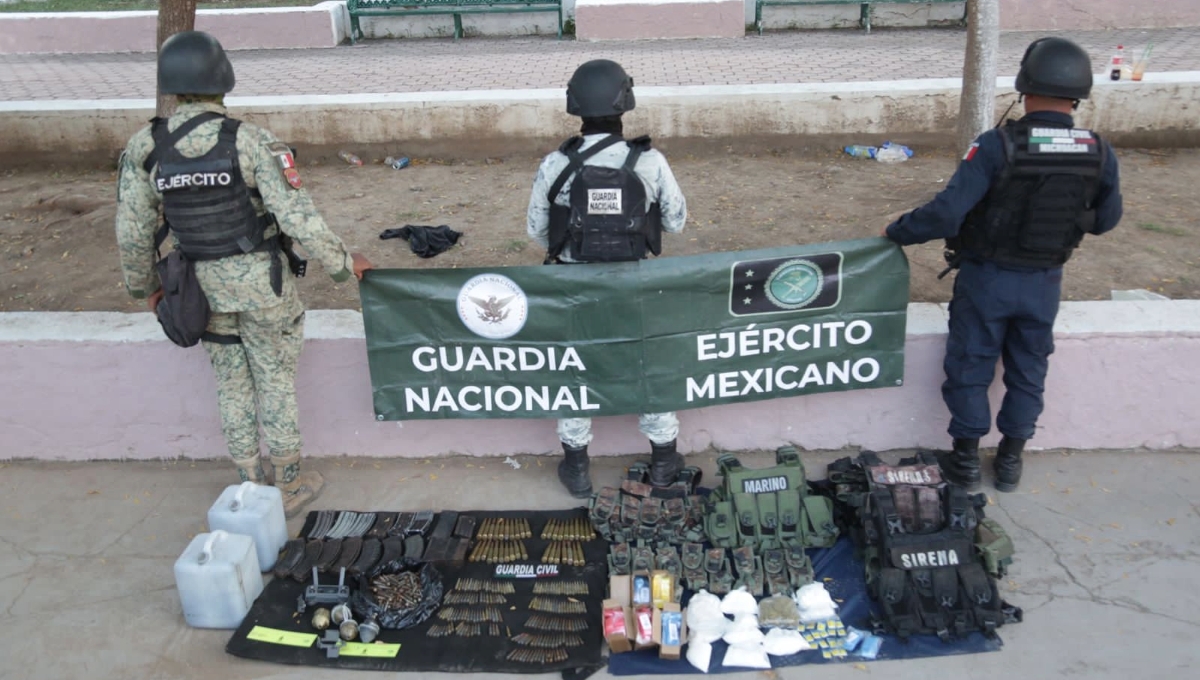 Elementos de la Guardia Nacional y el Ejército Mexicano, realizaron el aseguramiento de seis explosivos para drones