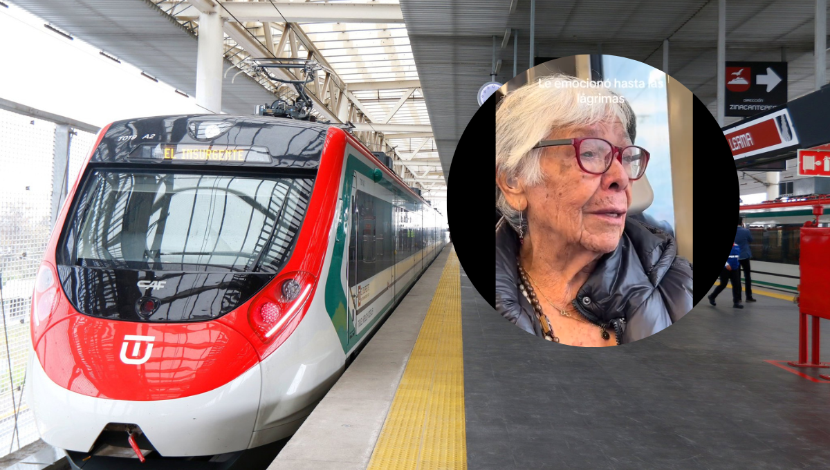 Abuelita de 93 años llora al viajar en el Tren Interurbano "El Insurgente"