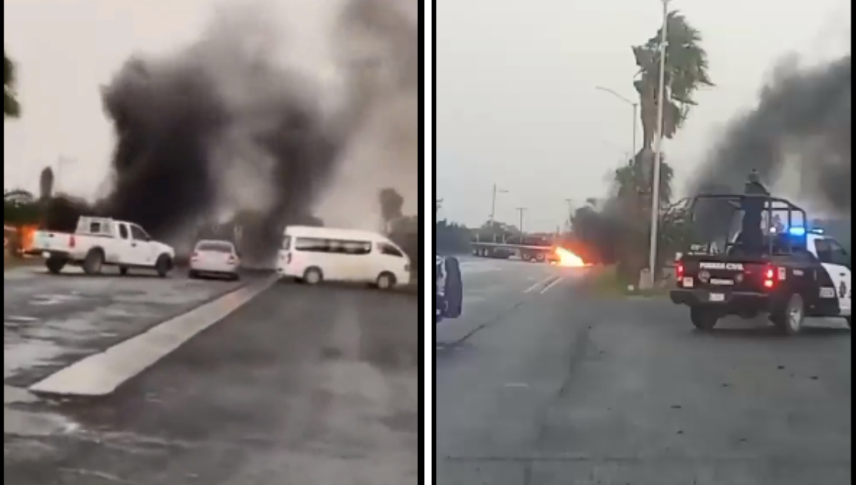 Narcobloqueos en Nuevo León: Hombres armados incendian autos en la Carretera Nacional