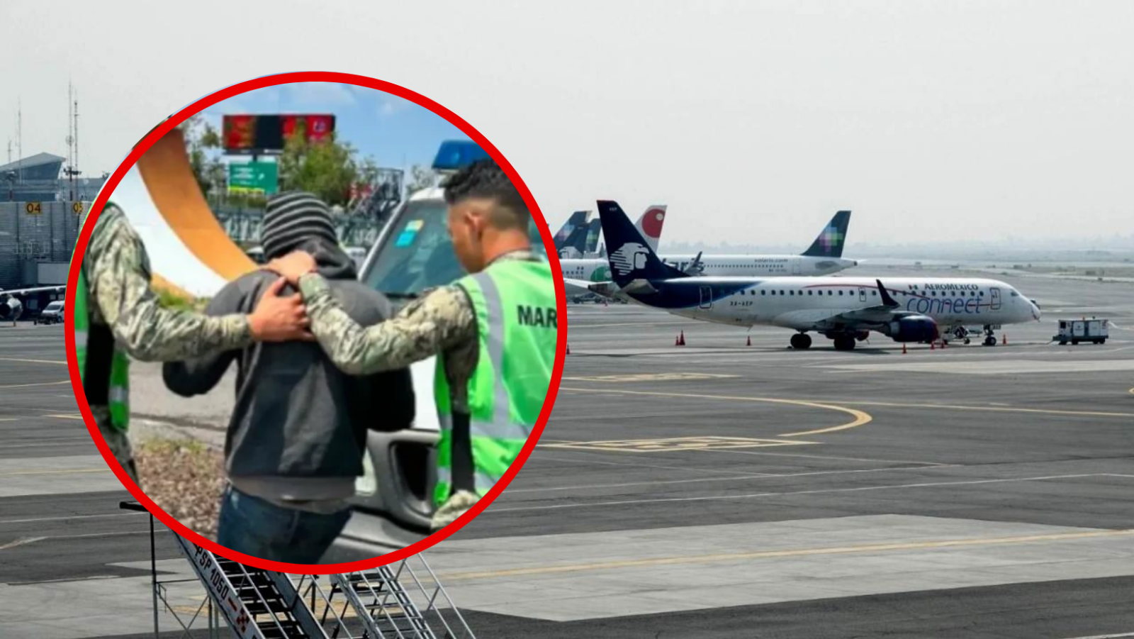 Menor drogado salta barda del AICM y se mete debajo de un avión a punto de despegar: VIDEO
