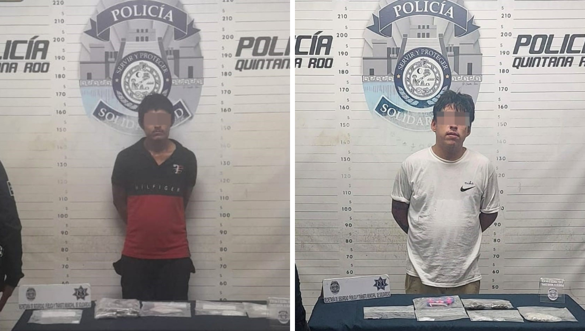 Detienen a dos hombres con más de 100 dosis de droga en Playa del Carmen