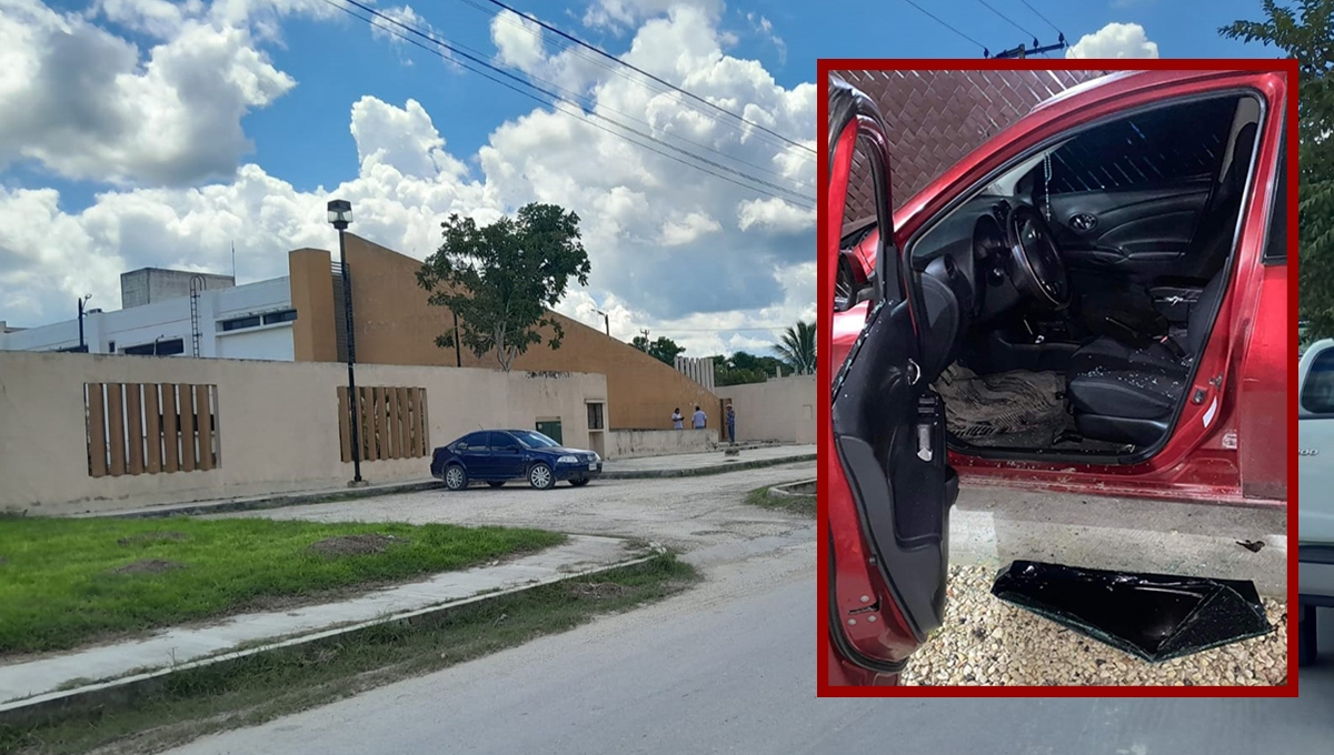 Delincuentes dañan un automóvil en Escárcega, Campeche