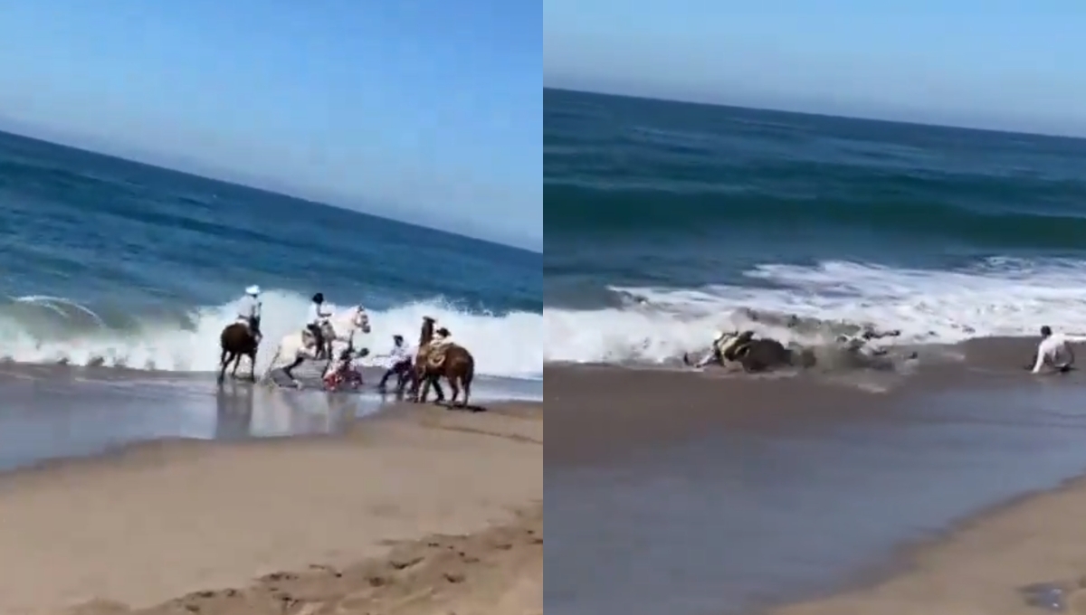 Los vaqueros y sus caballos fueron rescatados, logrando salir del agua