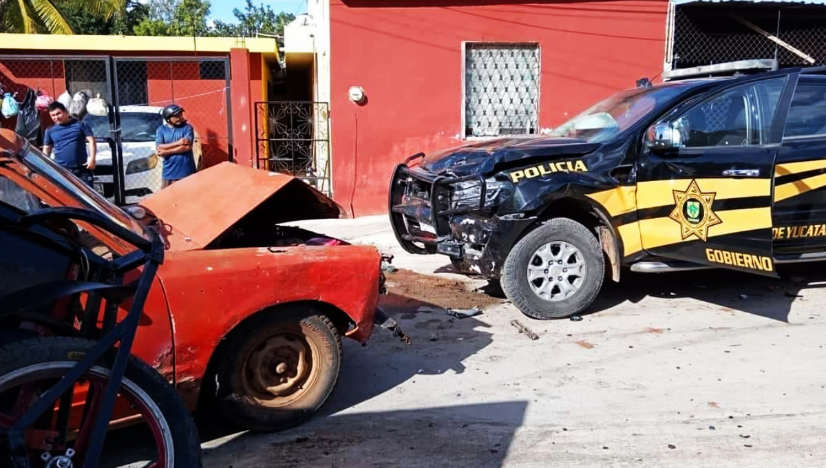 Una patrulla de la SSP Yucatán chocó durante una persecución