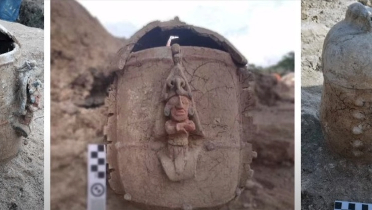 Al Sur del estado de Campeche fue encontrada una urna funeraria
