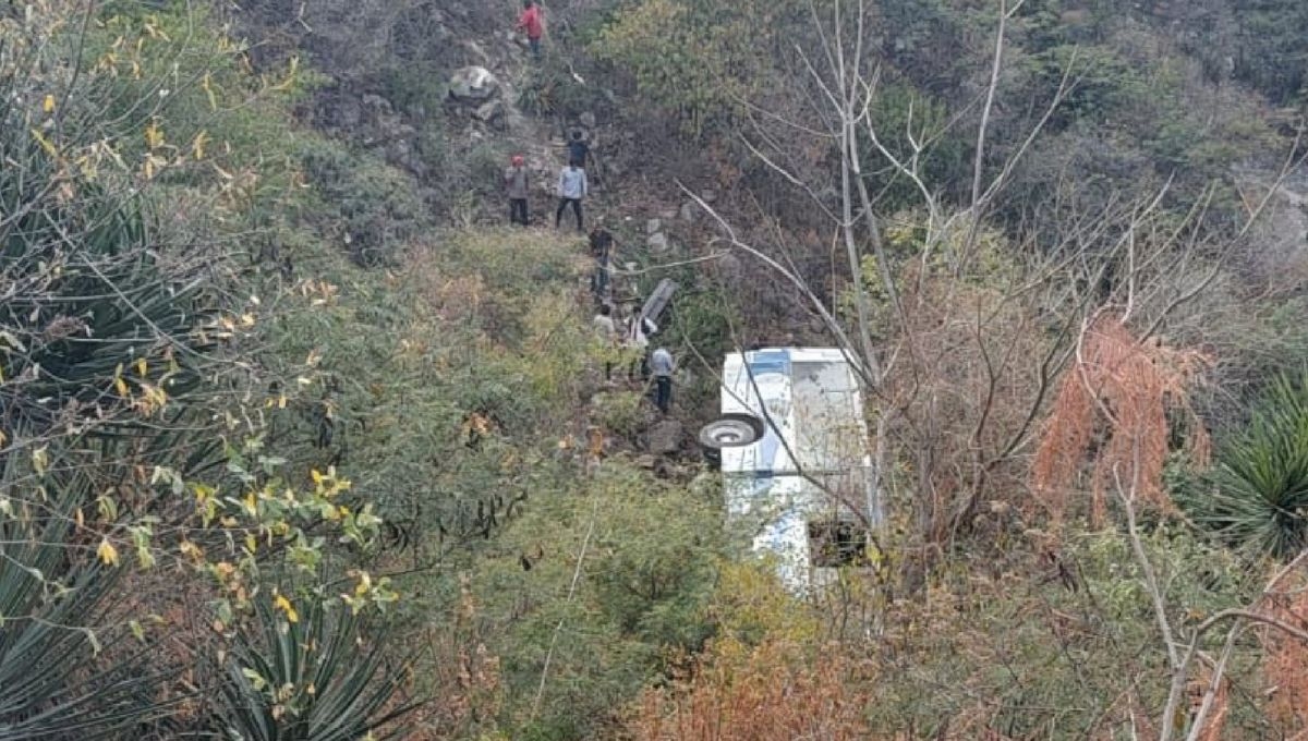 Autobús de pasajeros cae a barranco en Puebla y deja múltiples heridos