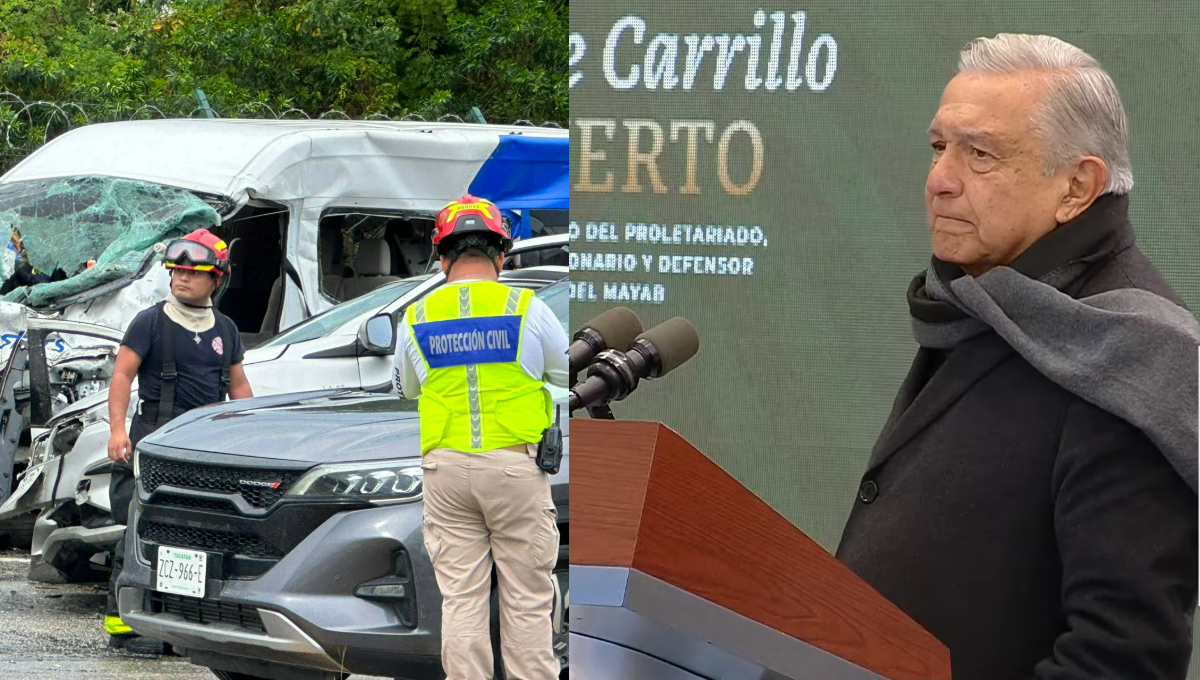 AMLO lamenta muerte de turistas en trágico accidente en la vía Puerto Aventuras-Tulum