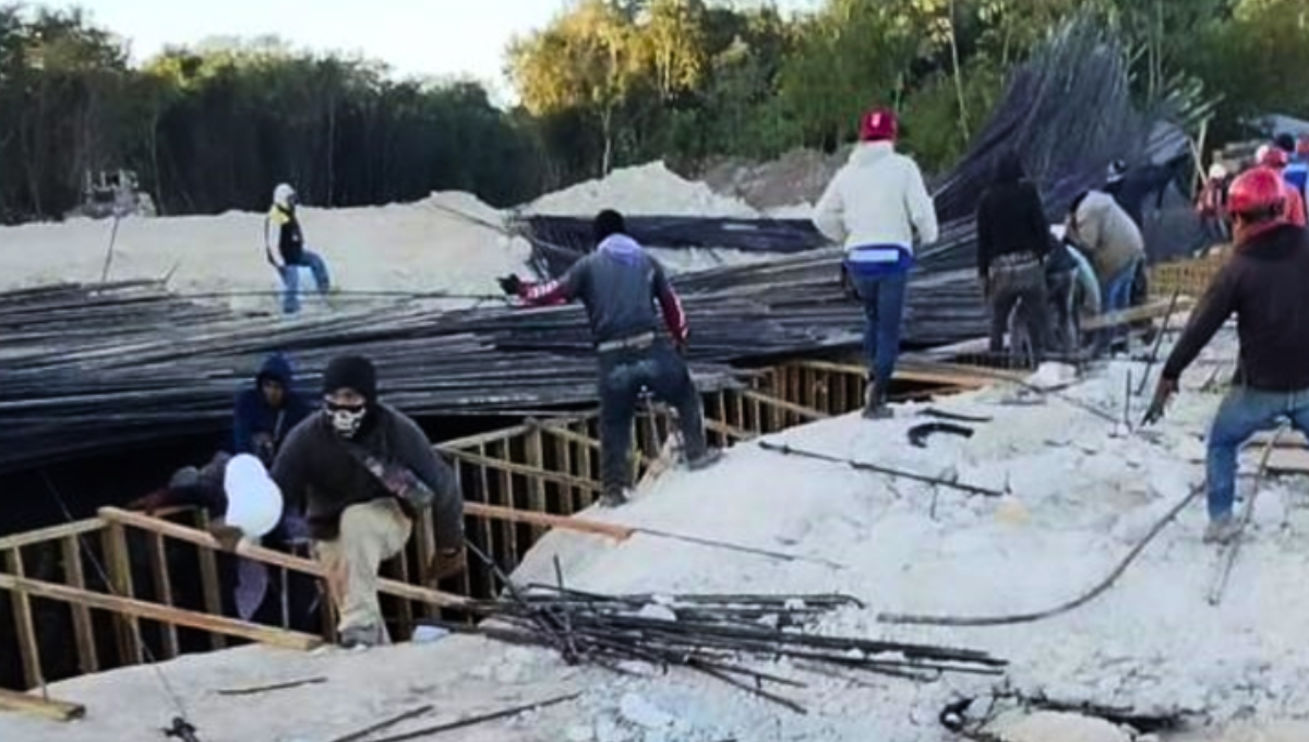 Tren Maya: Varillas caen sobre dos trabajadores durante los trabajos en Bacalar