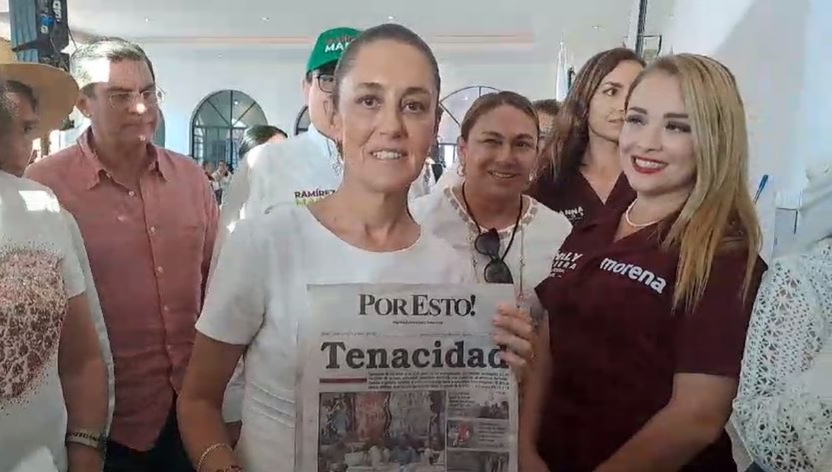 Claudia Sheinbaum, candidata presidencial, envía saludo a Por Esto! durante su visita a Yucatán: VIDEO
