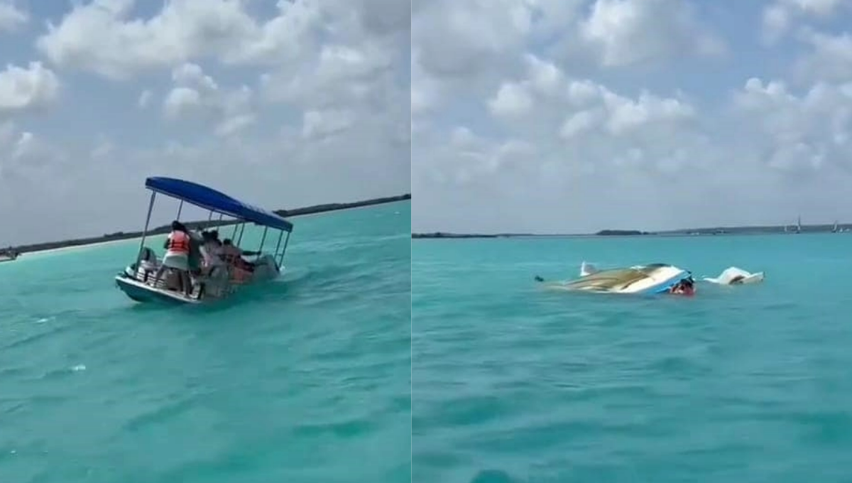 Una embarcación tipo catamarán se hundió en un tour por la laguna de los siete colores en Bacalar