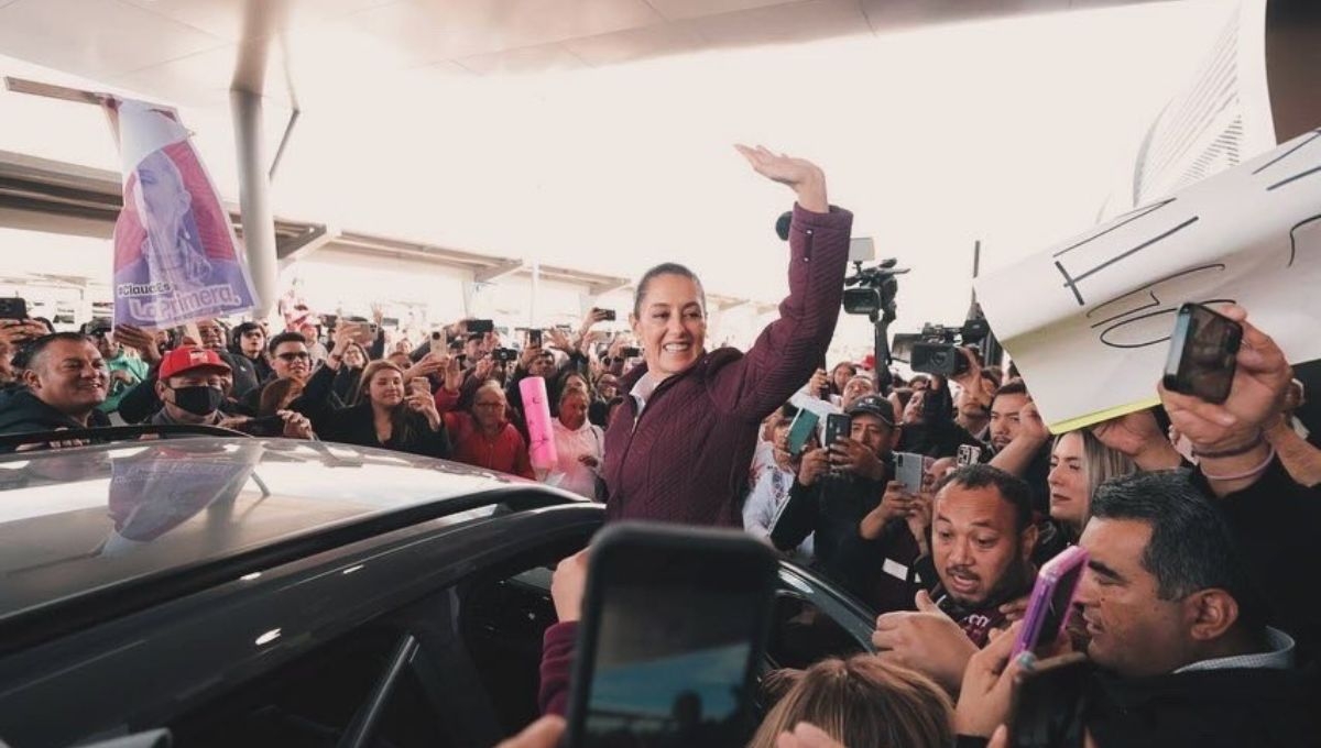 Claudia Sheinbaum fue recibida por sus simpatizantes de Ciudad Juárez, Chihuahua, con el grito de: "es un honor estar con Obrador"