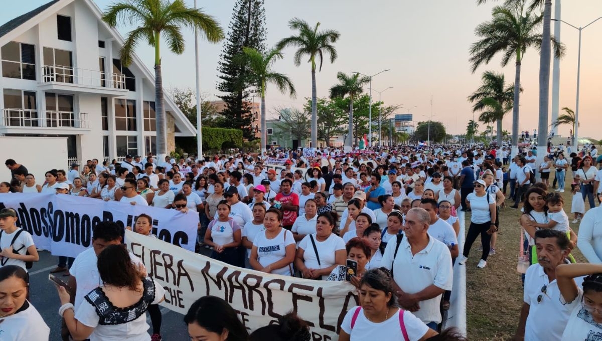 Realizan tercera marcha para destituir a Marcela Muñoz de la SPSC en Campeche: EN VIVO
