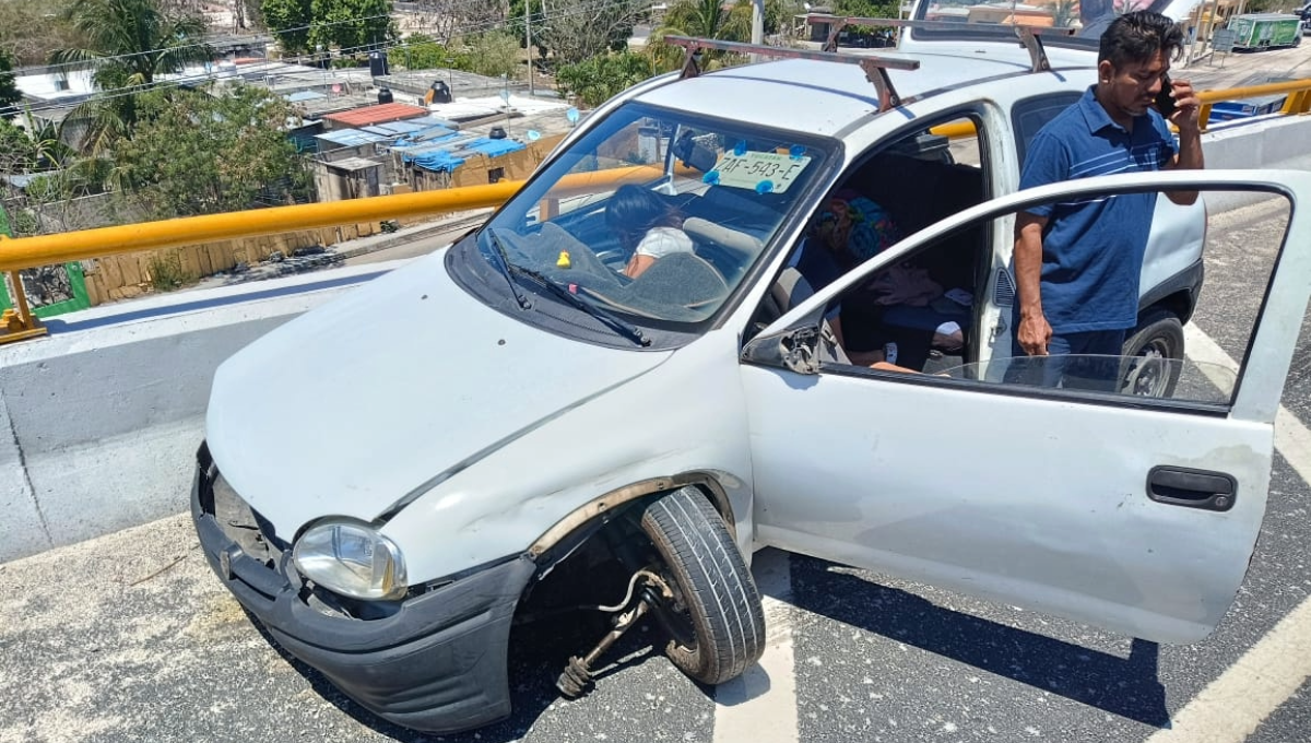 Conductor pierde una llanta de su vehículo sobre la vía Mérida-Progreso