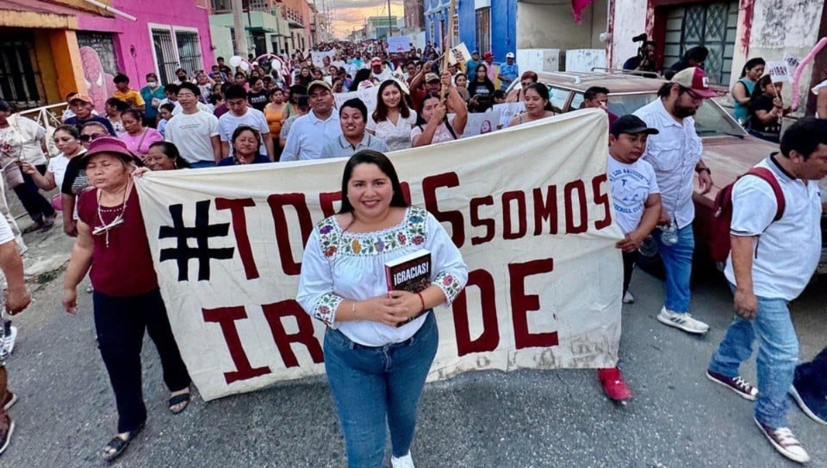 En Campeche, marchan a favor de diputada que no favorecieron las encuestas de Morena