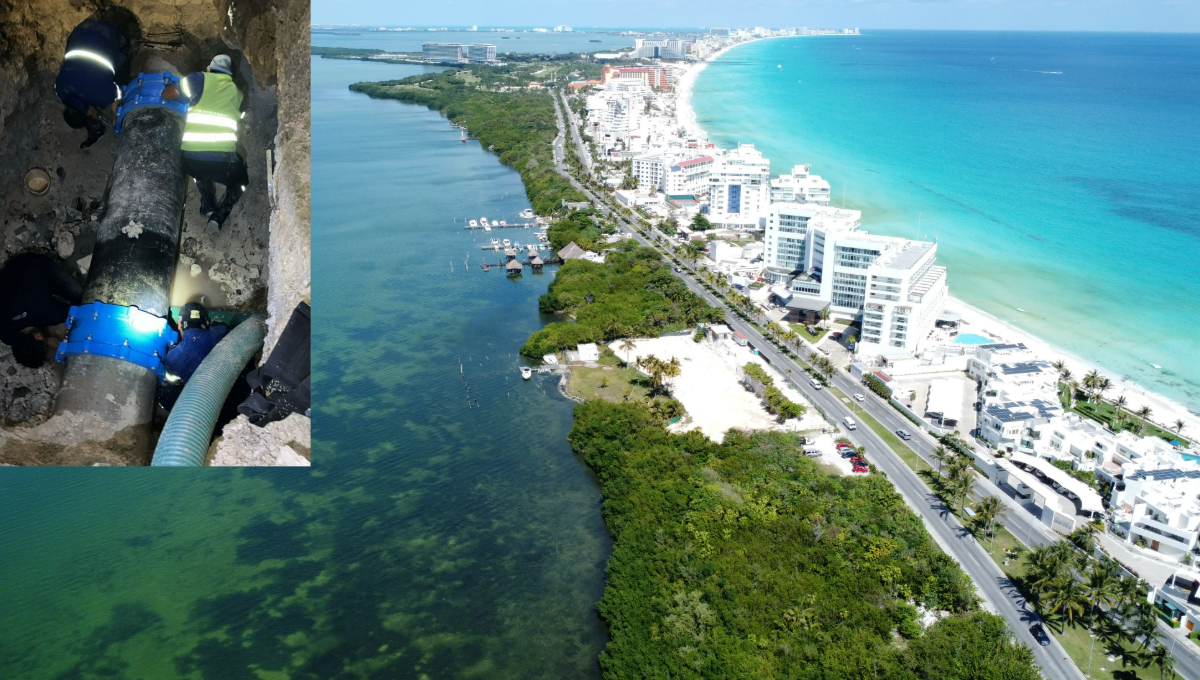 Tubería rota deja sin agua a la Zona Hotelera de Cancún, Quintana Roo