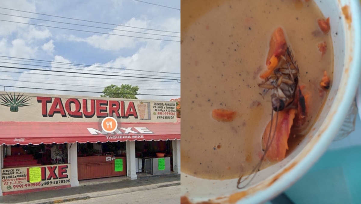 Exhiben a taquería Mixe de Mérida por vender frijoles charros con una cucaracha