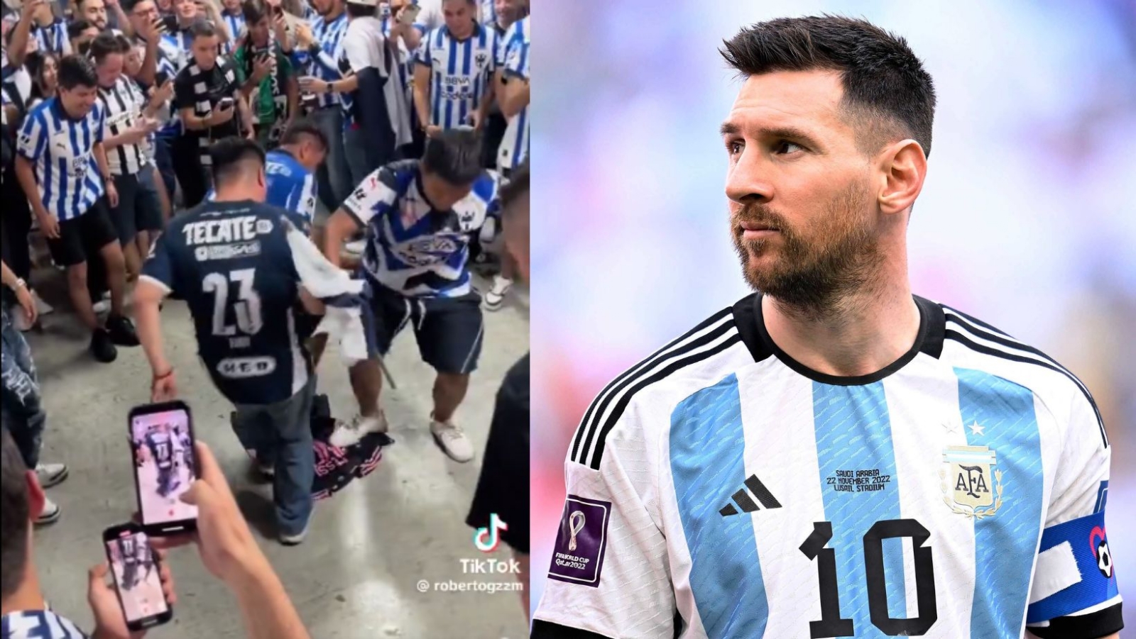 Aficionados pisan la playera de Messi tras partido de Inter vs Rayados