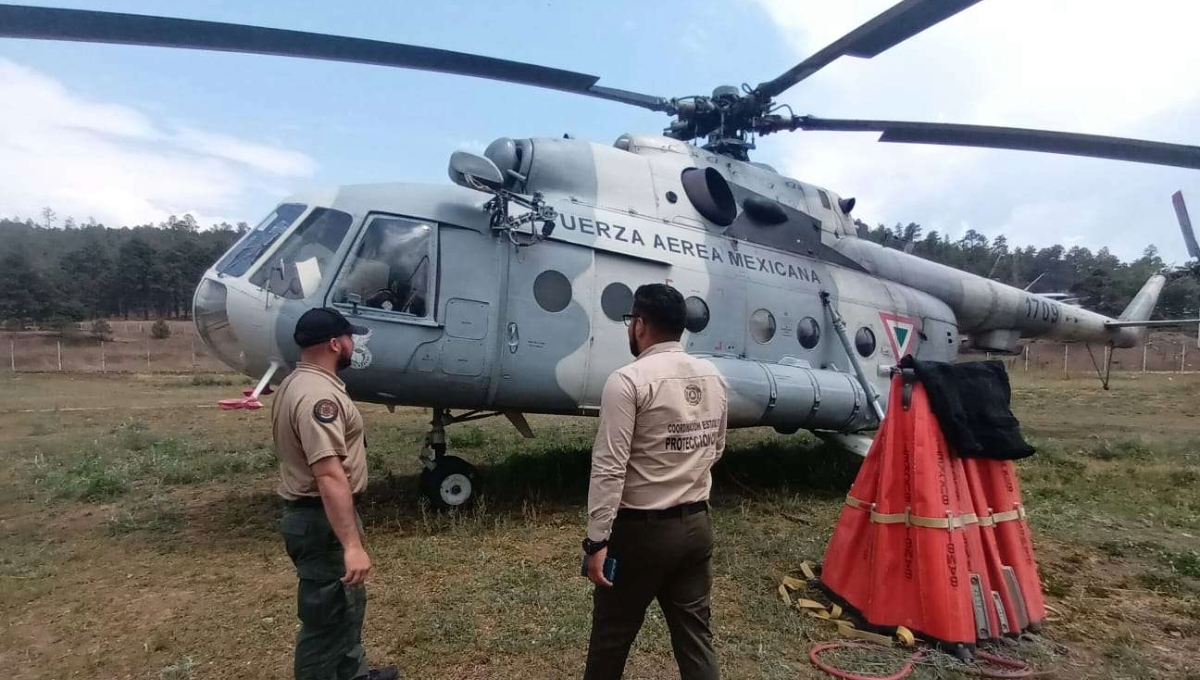 Un helicóptero de la Fuerza Aérea Mexicana ya está en labores