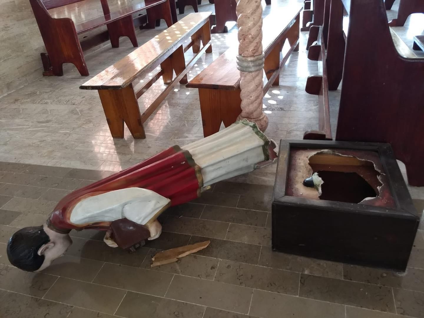 Las imágenes de la iglesia de Cancún fueron dañadas