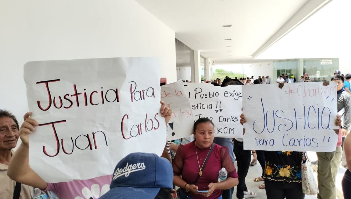 Manifestantes de Chankom piden esclarecer la muerte de Juan Carlos Balam, luego de ataque a Morena