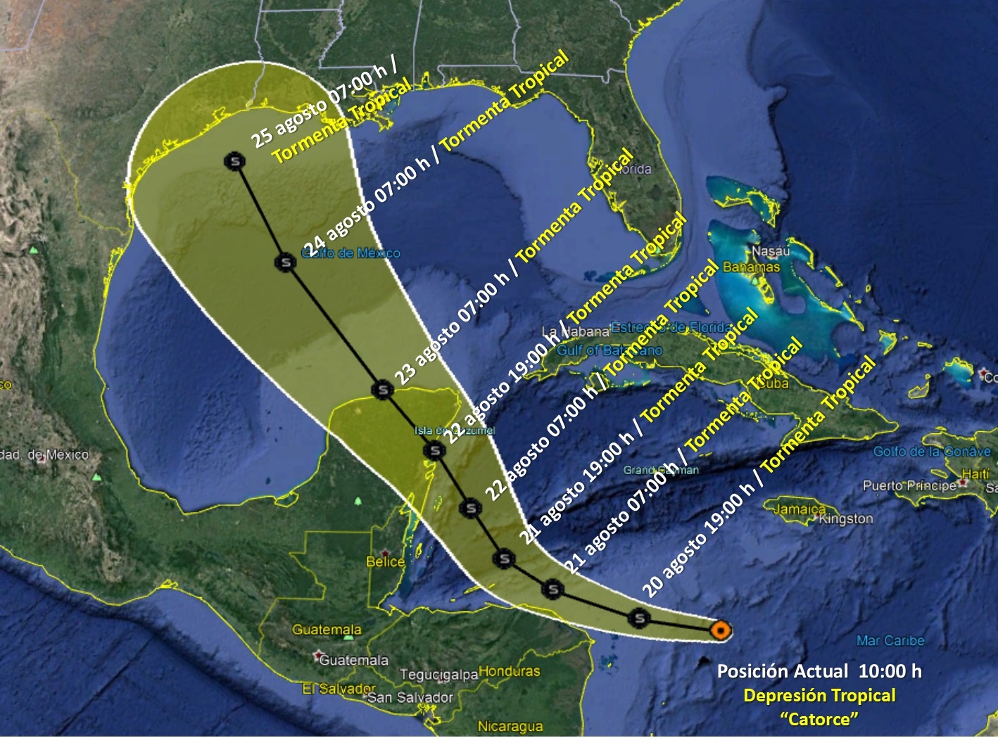 Sigue la EN VIVO la trayectoria de la Tormenta Tropical 14 que afectará