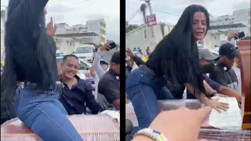 Mujer baila reggaetón sobre el féretro de su esposo como último regalo (VIDEO)