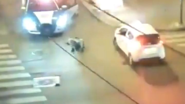 Patrulla atropella a ladrón que huía tras haber asaltado a transeúnte en CDMX (VIDEO)