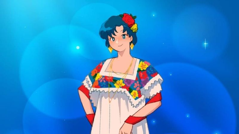 Visten a personajes de Sailor Moon con trajes típicos de México