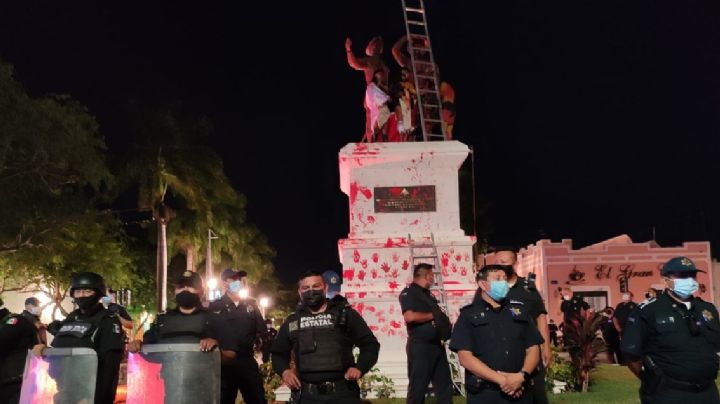 Protesta en el monumento a los Montejo termina sin detenidos: VIDEO