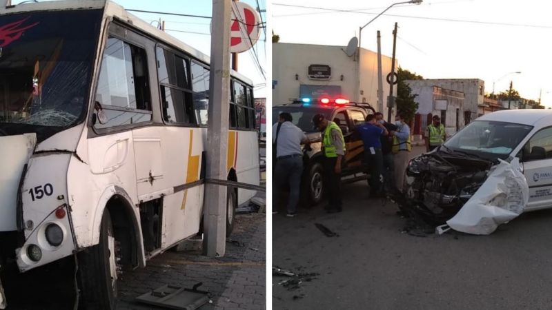 Camioneta 'taclea' a autobús de transporte público en avenida Itzaes