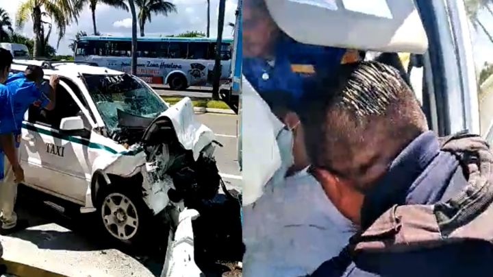 Taxista sufre convulsiones tras chocar en la Zona Hotelera de Cancún: VIDEO